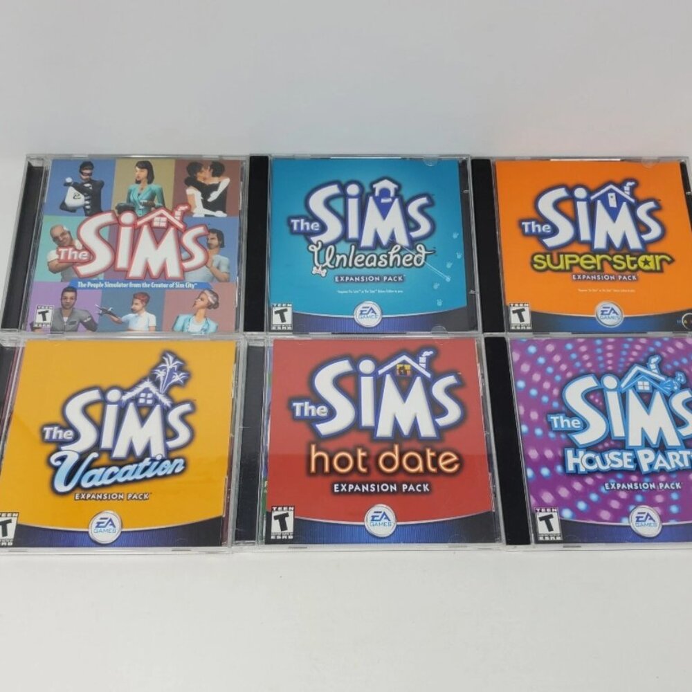 The Sims + Expansions Lot of 6 - Unleashed Superstar Vacation House Party (PC)